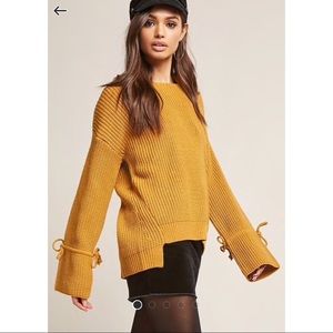 Forever 21 Mustard Yellow Hooded High Low Sweater
